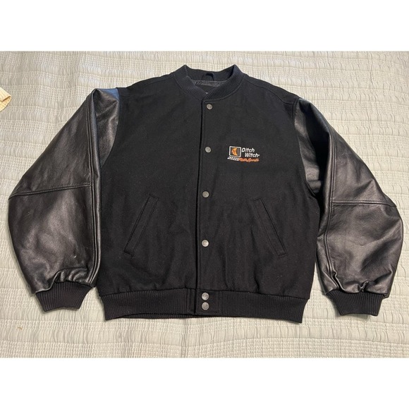 VTG Gear For Sports Wool Leather Varsity Bomber Jacket Ditch Witch Motosports